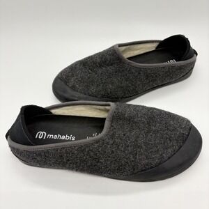 Mahabis Classic Wool Slippers Women's Size 38 Dark Gray Black Comfort Cozy Shoes